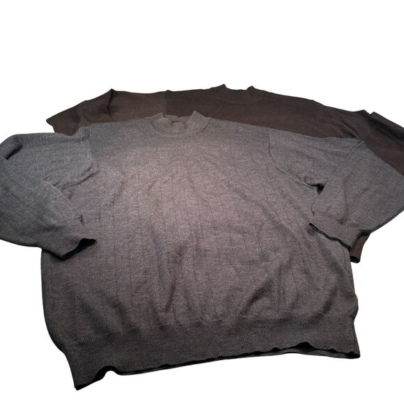 Joseph Lyman Crewneck Sweaters Mens Fine Merino Wool Italy Bundle Gray Brown - Picture 1 of 16